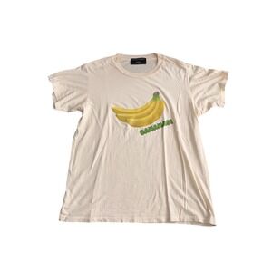 MONOGRAM Large Cream Sequins Bananas Graphic Tee Shirt Cotton NWOT‎